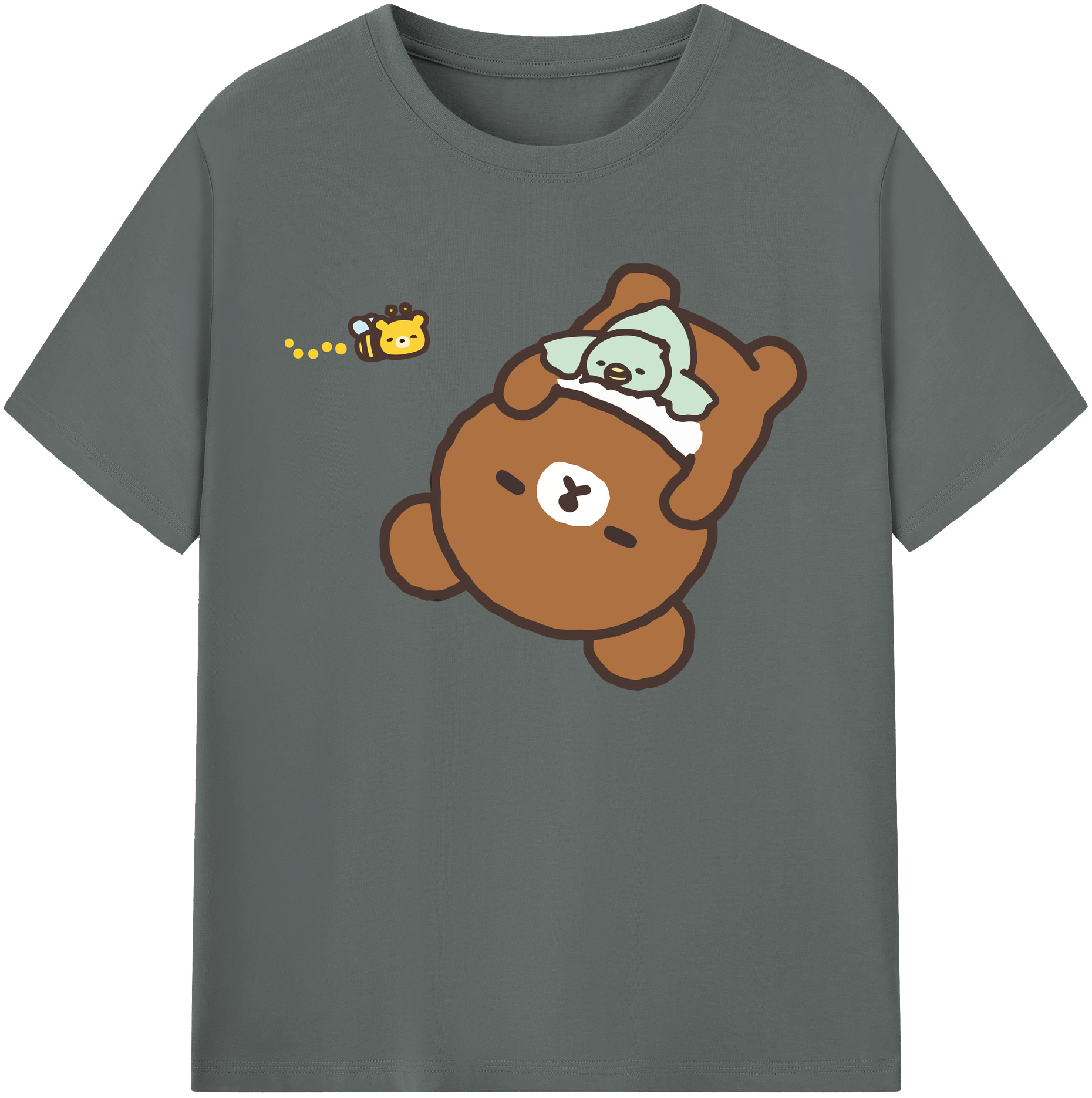 （画像用） リラックマ リラックマ キイロイトリ Rilakkuma Korilakkuma Kiiroitori 綿100％ メンズ半袖Tシャツ｜肌触りやわらか＆通気性